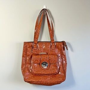 Cabrelli Embossed Vegan Leather Shoulder Bag With Front Pocket